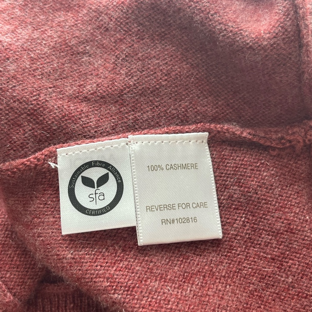 Garnet Hill 100% Cashmere V-Neck Sweater Rosewood Pink Small Soft Luxury Knit - Picture 9 of 10